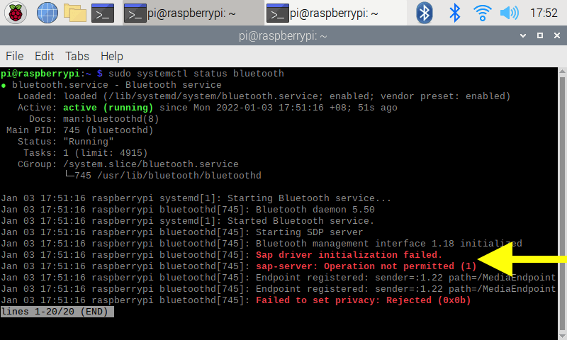 sap fix terminal command line output